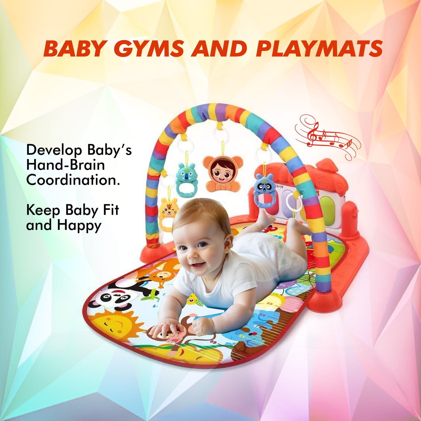 Baby Playmat Deluxe Kick & Play Piano Gym, Green Musical Learning Toy with 2 Rattle Maracas for Developmental Play Newborns 0+ Months