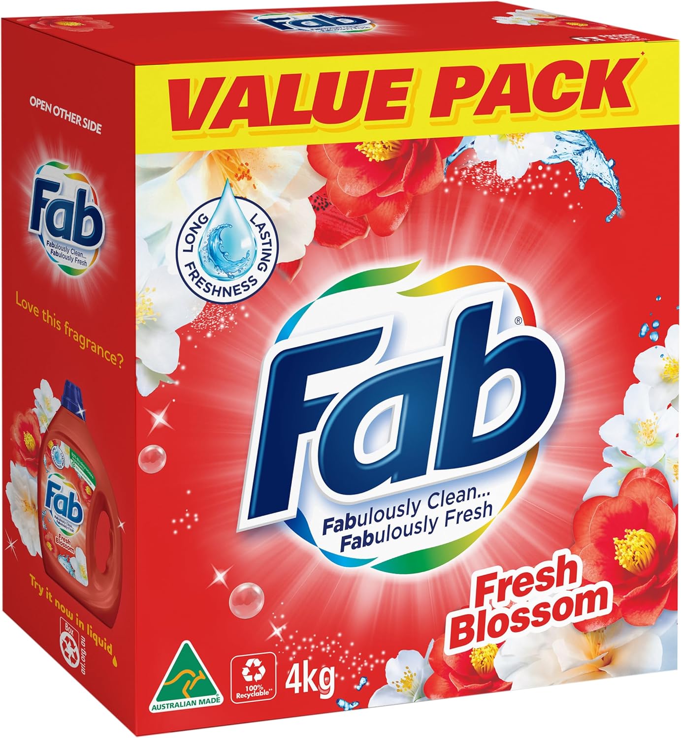 Roll over image to zoom in Fab Fresh Blossoms, Laundry Detergent Washing Powder, 4 Kilograms