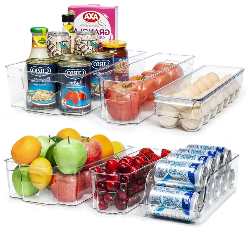 Pack of 6 Acrylic Stackable Clear Plastic Storage Bin for Refrigerator_0