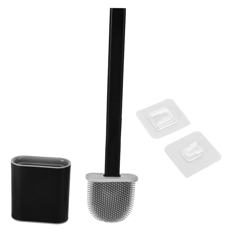 Pack of 2 Bathroom Silicone Bristles Toilet Brush with Holder Brush Set_4