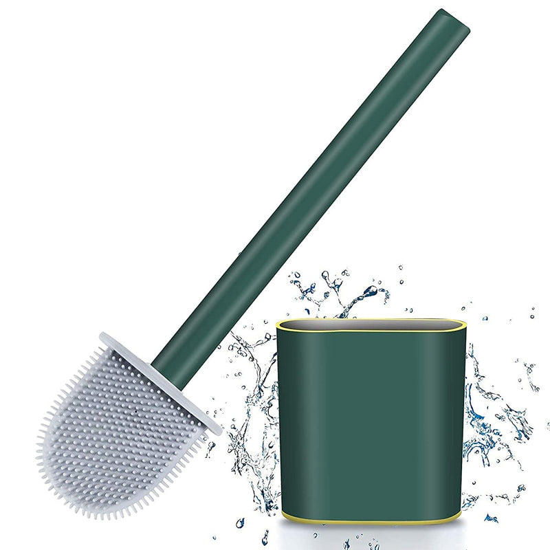 Pack of 2 Bathroom Silicone Bristles Toilet Brush with Holder Brush Set_0
