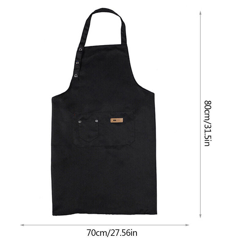 Washable Canvas Butcher and Server Kitchen Cooking Apron Café Uniform Apron with Pockets_14