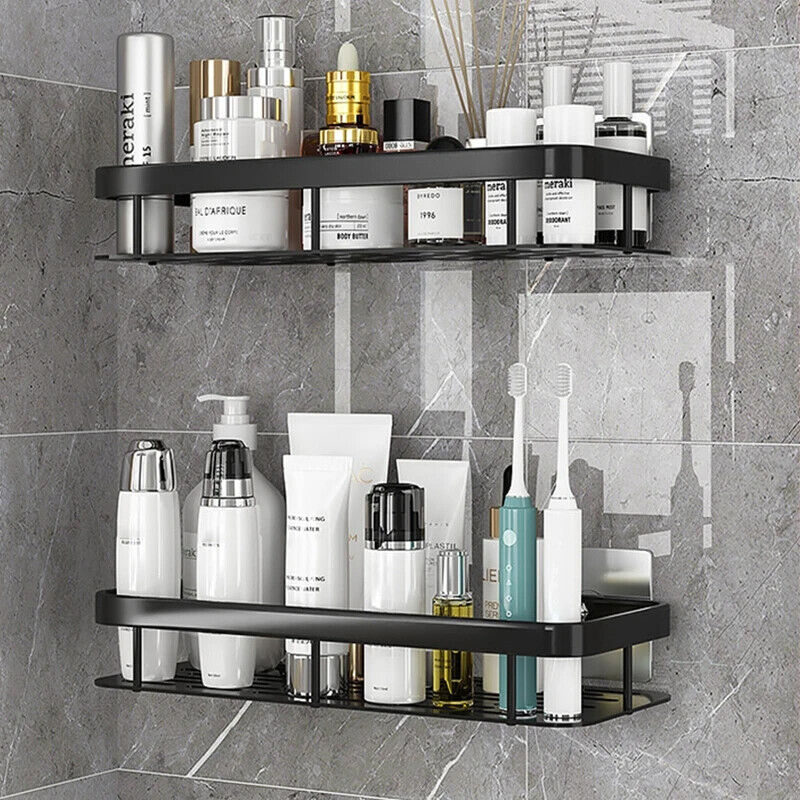 Wall Mount No Drilling Adhesive Bathroom Shelves Basket Inside Shower_3