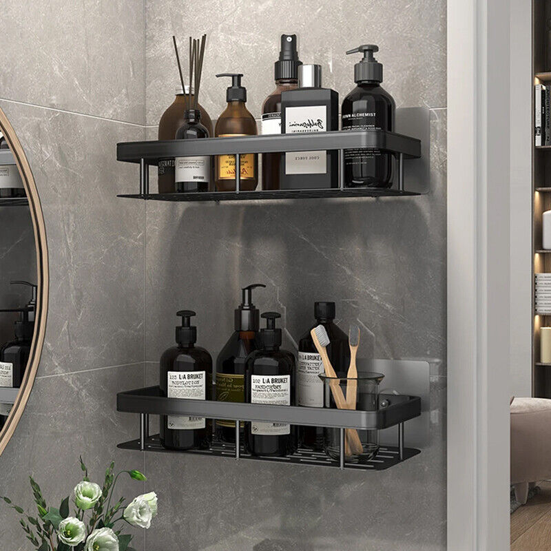 Wall Mount No Drilling Adhesive Bathroom Shelves Basket Inside Shower_2