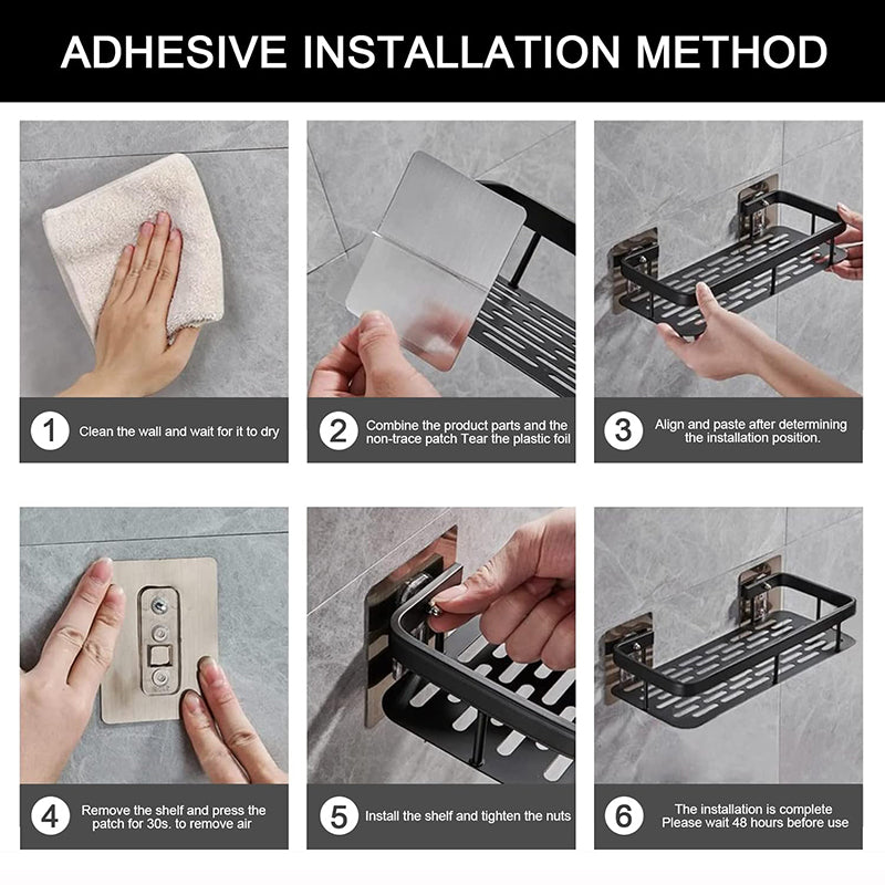 Wall Mount No Drilling Adhesive Bathroom Shelves Basket Inside Shower_12