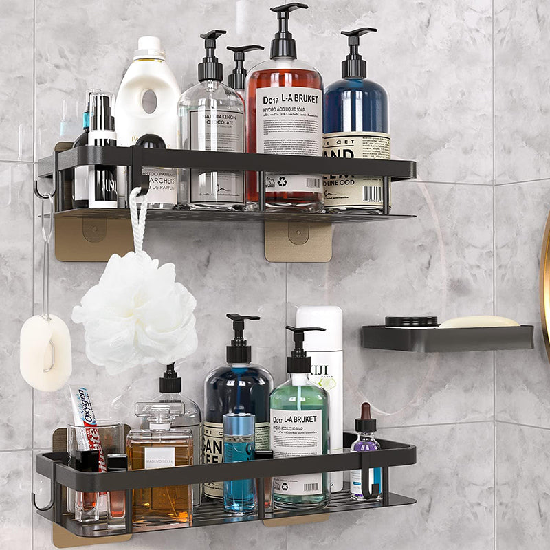 Wall Mount No Drilling Adhesive Bathroom Shelves Basket Inside Shower_4
