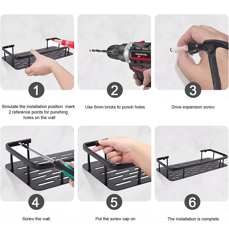 Wall Mount No Drilling Adhesive Bathroom Shelves Basket Inside Shower_11