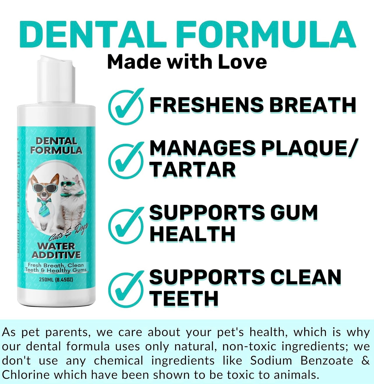 NutriPaw Dental Formula Water Additive For Dogs & Cats - Clean Teeth, Healthy Gums & Fresh Breath - Manage Plaque & Tartar Build-Up - Fuss-Free - No Brushing Needed - Cat/Dog Mouthwash & Oral Health