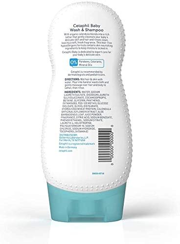 Cetaphil Baby Wash and Shampoo with Organic Calendula, 7.8 Ounce per bottle (2 Bottles)