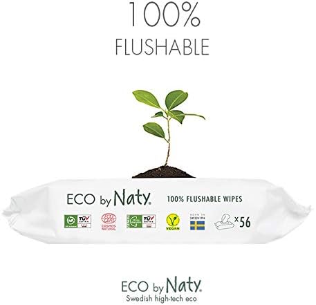 Eco by Naty, Newborn Toilet Tissues 1 Pack of 56 Compostable Plant Based 0% Plastic No Harmful Chemicals