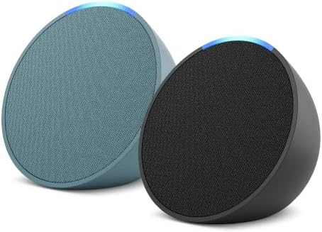 Echo Pop 2-Pack | Full sound compact Wi-Fi and Bluetooth smart speaker with Alexa | Charcoal + Midnight Teal