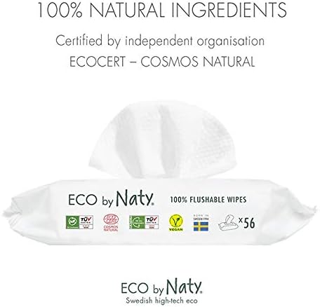 Eco by Naty, Newborn Toilet Tissues 1 Pack of 56 Compostable Plant Based 0% Plastic No Harmful Chemicals