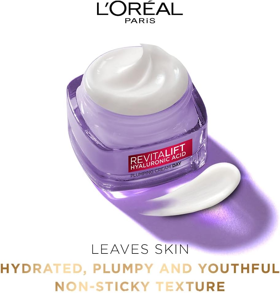 L'Oreal Paris Day Cream for Women, Hydrates and Replumps, For Radiant Skin, Revitalift Hyaluronic Acid, 15ml