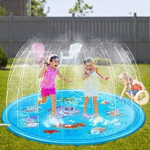 STARBRILLIANT Splash Pad Sprinkler Pad Splash Play Mat 68" Outdoor Water Toys Outdoor Sprinkler for Summer (SP01, Blue Dolphin)