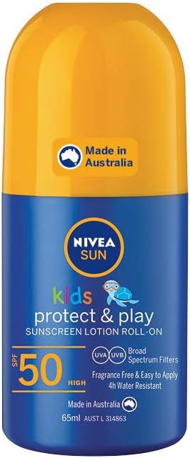 NIVEA SUN Kids Sunscreen Roll On (65ml), 4 Hour Water Resistant & Fragrance-Free