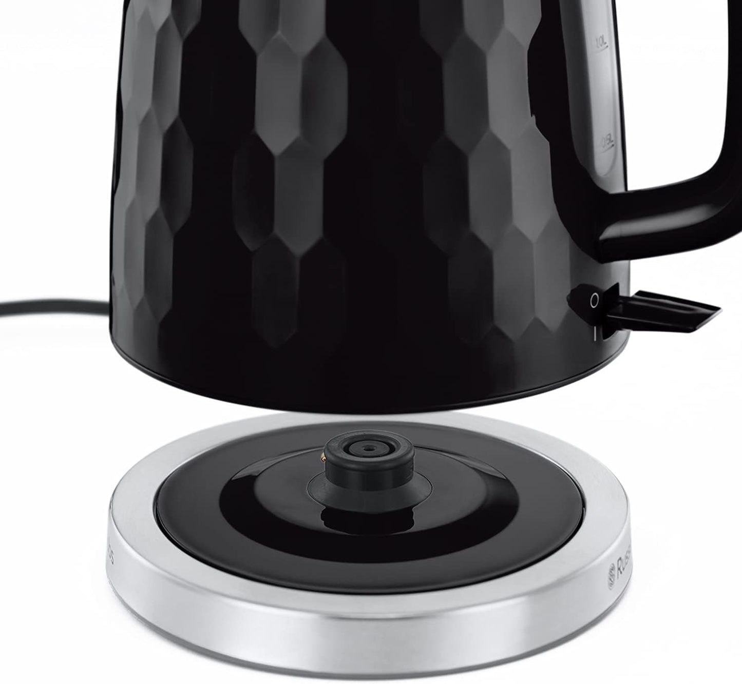 Russell Hobbs 26051 Cordless Electric Kettle - Contemporary Honeycomb Design with Fast Boil 1.7 Litre, 3000 W, Black