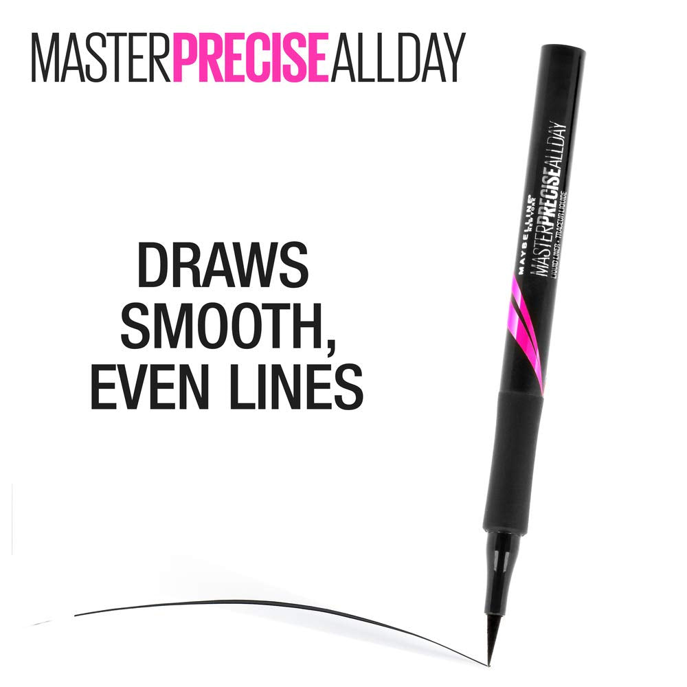 Maybelline Eyestudio Master Precise All Day Waterproof Liquid Eyeliner Makeup, Black, 2 Count