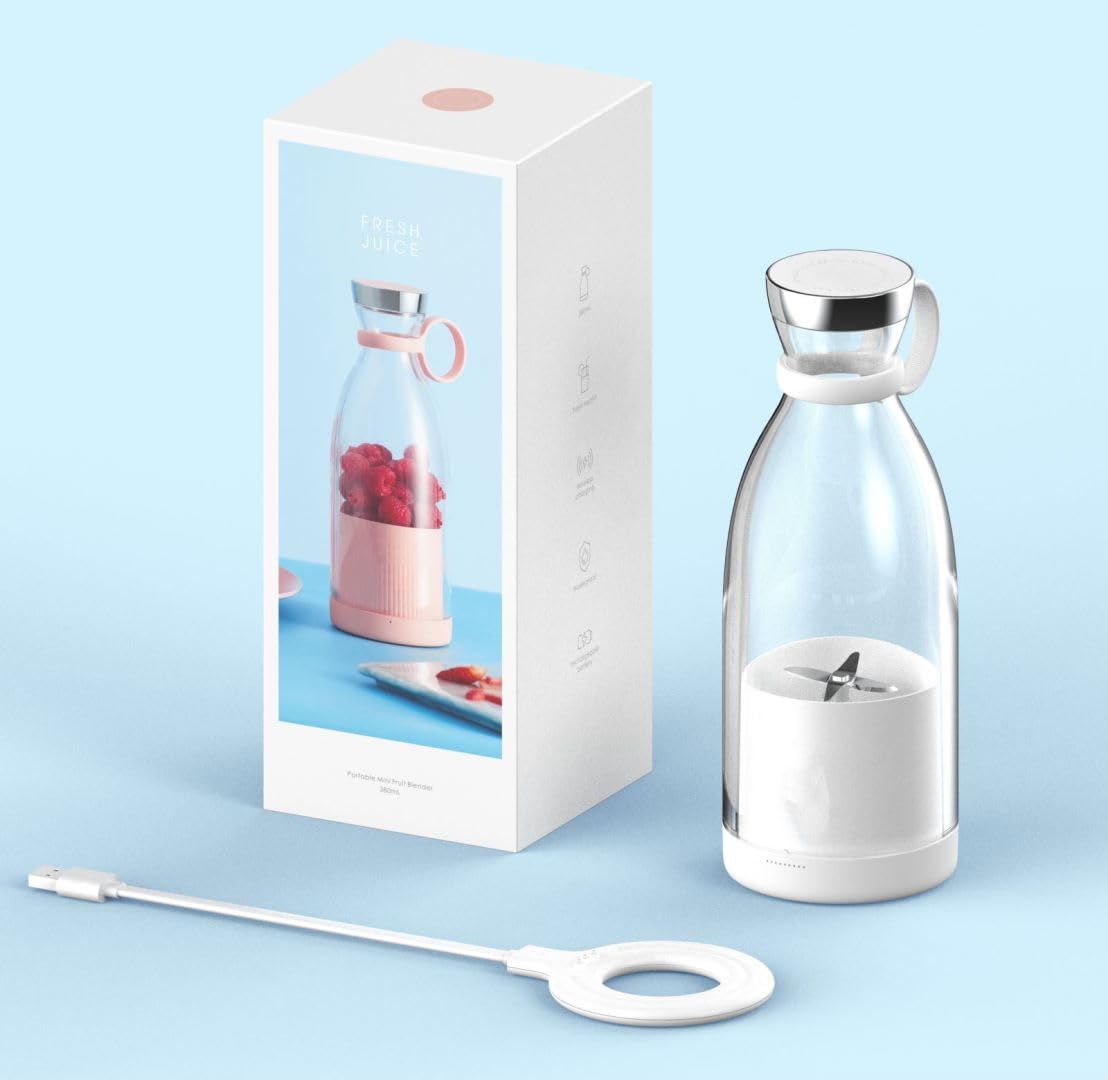 Personal Size Blender, Portable Blender, Battery Powered USB Blender (White)