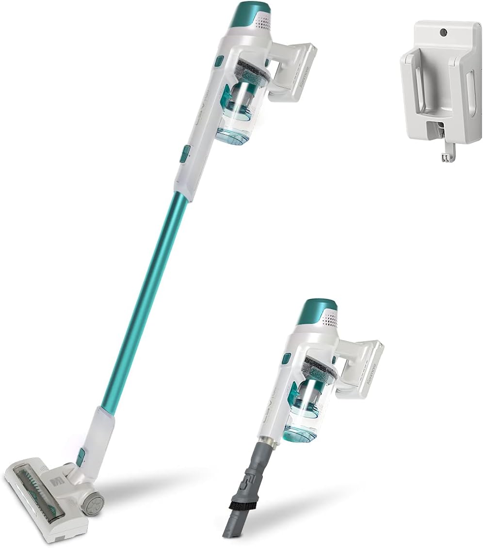 Kenmore DS4020 Cordless Stick Vacuum Lightweight Cleaner 2-Speed Power Suction LED Headlight 2-in-1 Handheld for Hardwood Floor, Carpet & Dog Hair, 0.6L, Green