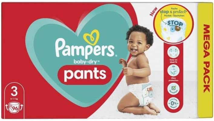 Pampers Baby-Dry Nappy Pants, Size 3, 96 Count