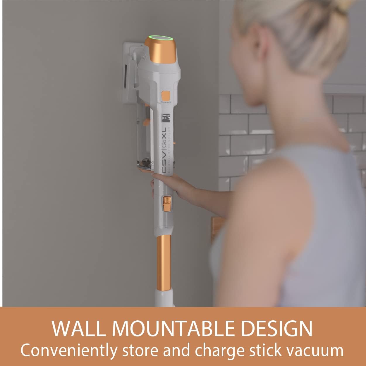 Kenmore DS4030 21.6V Cordless Stick Vacuum with EasyReach Wand, Lightweight Cleaner with 2-Speed Power Control, LED Headlight, Converts to Handheld for Hardwood Floors, Carpet & Pet Hair, Orange