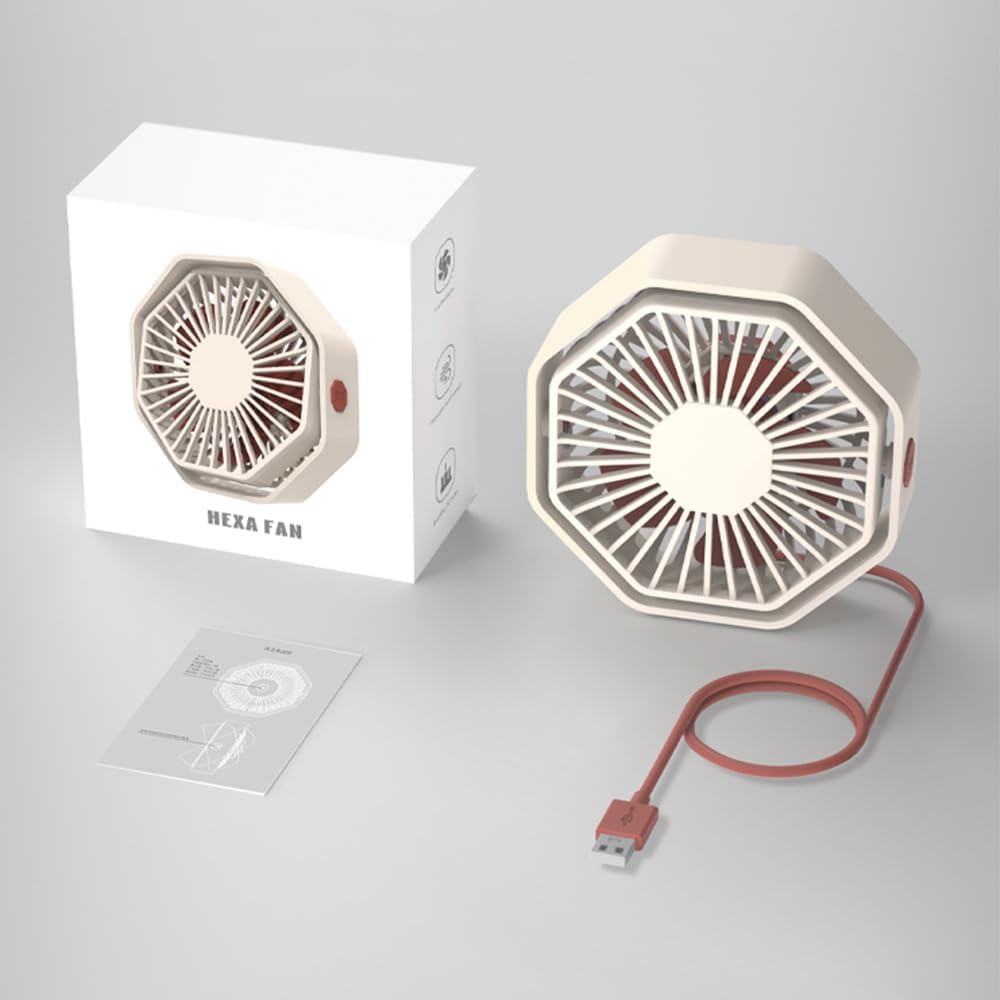 Mini USB Fan Desk Fan 3 Speeds 360°Rotation Portable Table Fan for Home Office Car Outdoor Use,USB Powered ONLY (No Battery),Green