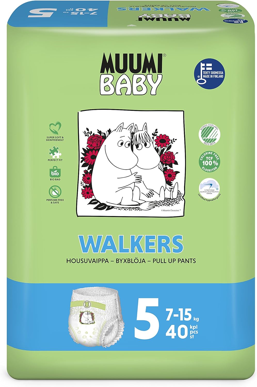Muumi Baby Nappy Pants Pack of 38, Size 5 Maxi Plus 10-15 kg