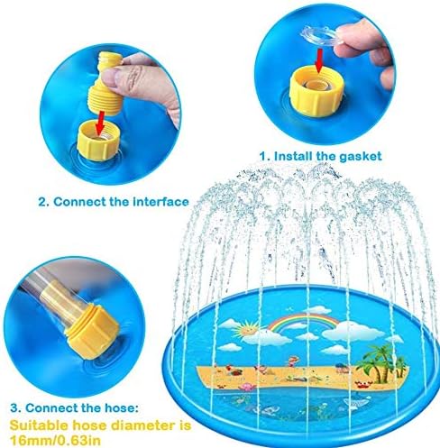 ๐๐๐๏ธ ๐ฆ๐บ 172cm Rainbow Splash Pad, Sprinkler for Kids, Outdoor Swimming Pool Water Toys Fun for Kids, Toddlers, Boys, Girls, Childrenโฆ