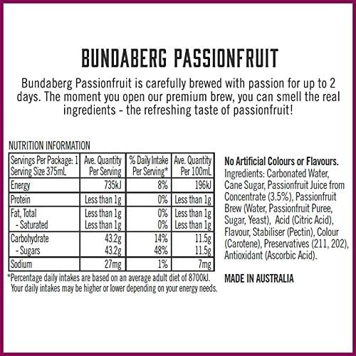 Bundaberg Passionfruit Sparkling Drink, 12 x 375 Milliliters