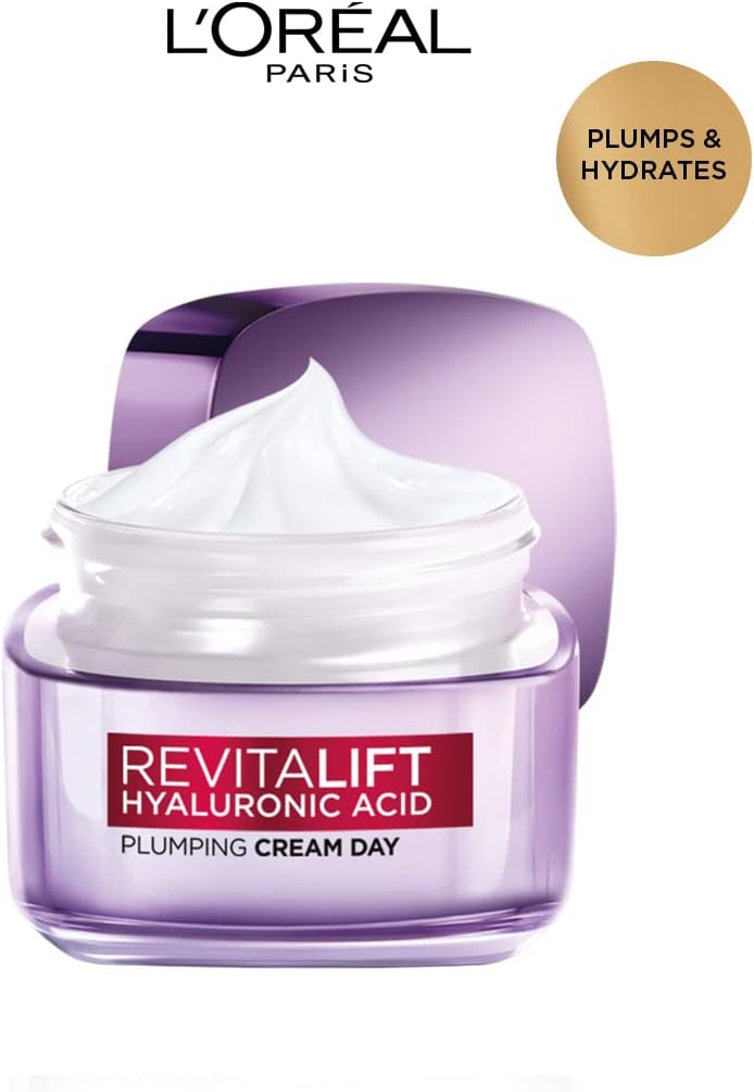 L'Oreal Paris Day Cream for Women, Hydrates and Replumps, For Radiant Skin, Revitalift Hyaluronic Acid, 15ml