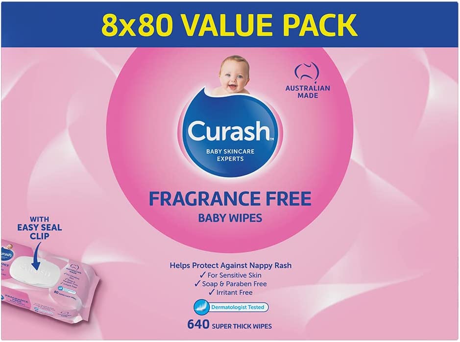 Curash Fragrance Free Baby Wipes, 640 wipes