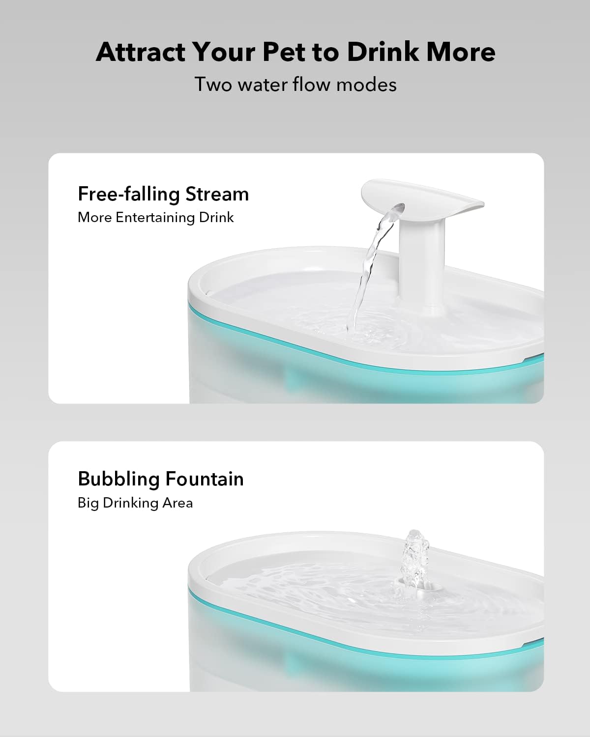 Cat Water Fountain, 71fl oz/2.1L Ultra Quiet Pet Water Fountain for Cats Inside, BPA-Free Cat Fountains for Drinking with Two Flow Modes,Cat Water Dispenser Bowl with 4 Large Filters for Pets