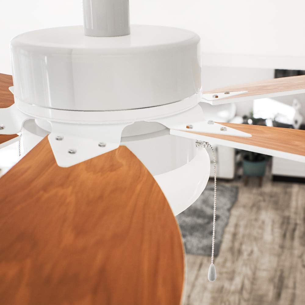 Cecotec 05939 EnergySilence Aero 360 Ceiling Fan 50 W Low Consumption 91 cm Diameter Lamp 6 Reversible Blades 3 Speeds Winter Function White or Wood Effect Stainless Steel