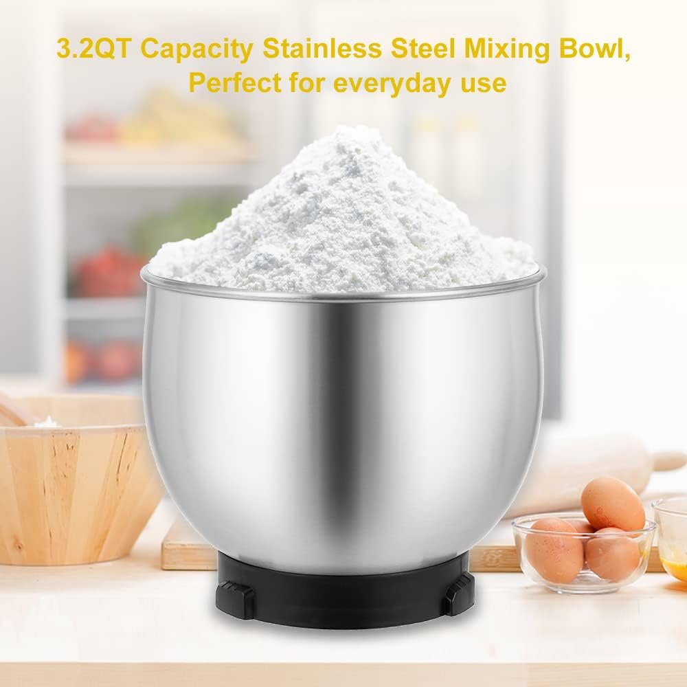 Kitchen in the box Stand Mixer,3.2Qt Small Electric Food Mixer,6 Speeds Portable Lightweight Kitchen Mixer for Daily Use with Egg Whisk,Dough Hook