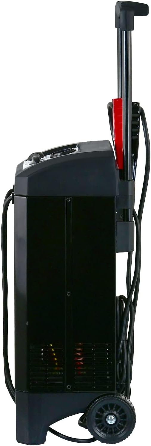 12V/24V Wheeled Battery Charger and Jump Starter – For Car, SUV, Truck, and Boat – 135-Minute Manual Timer Controlled