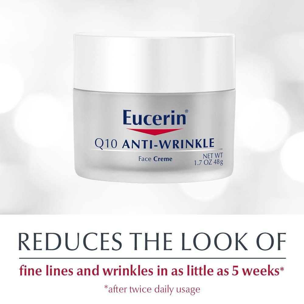 Eucerin Q10 Anti-Wrinkle Face Cream, Unscented Face Cream for Sensitive Skin, 1.7 Oz Jar,US product
