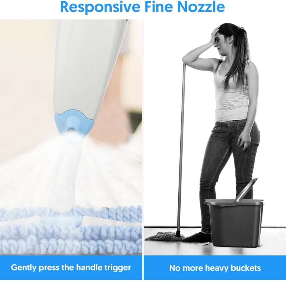 TINA&TONY Microfiber Spray Mop for Floor Cleaning, Hardwood Floor Mop Spray Dry Wet Mop with 3 Reusable Mop Pads & 635ML Refillable Bottle, Kitchen Dust Mop for Hardwood Laminate Tile Floors, Blue
