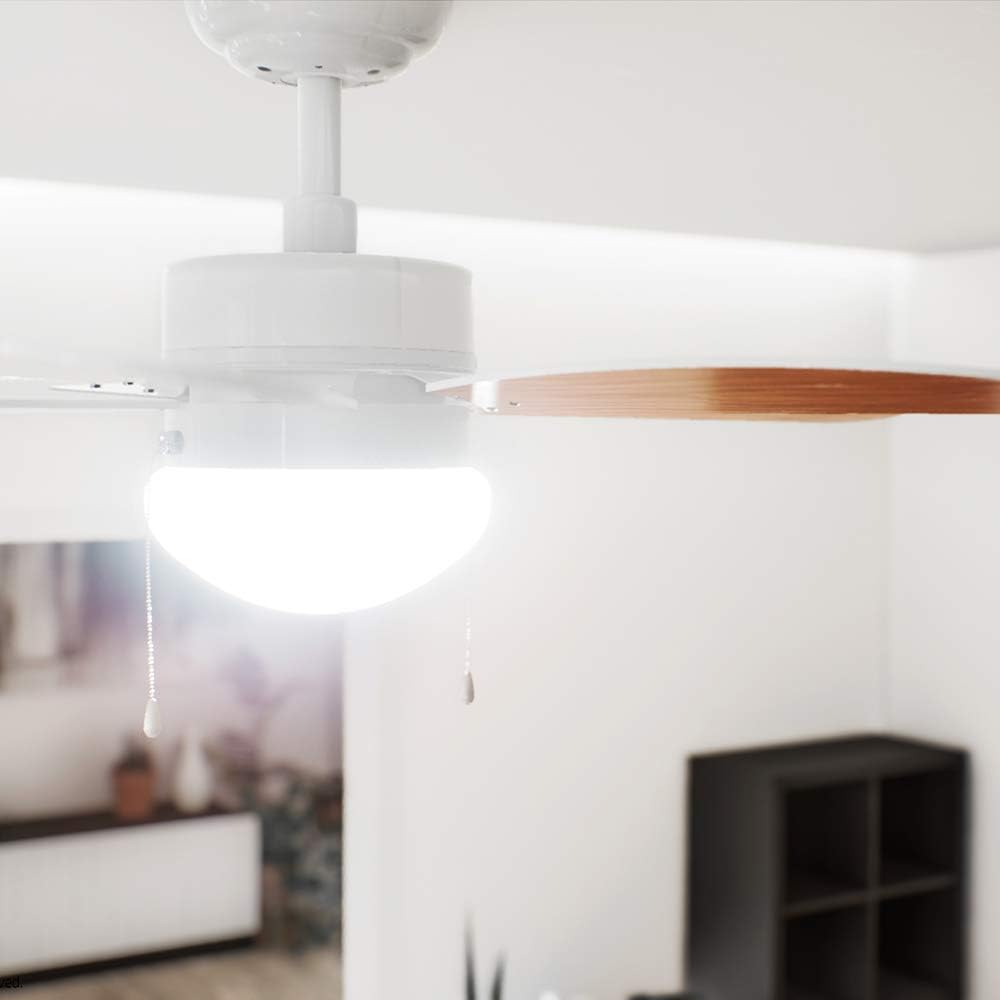 Cecotec 05939 EnergySilence Aero 360 Ceiling Fan 50 W Low Consumption 91 cm Diameter Lamp 6 Reversible Blades 3 Speeds Winter Function White or Wood Effect Stainless Steel