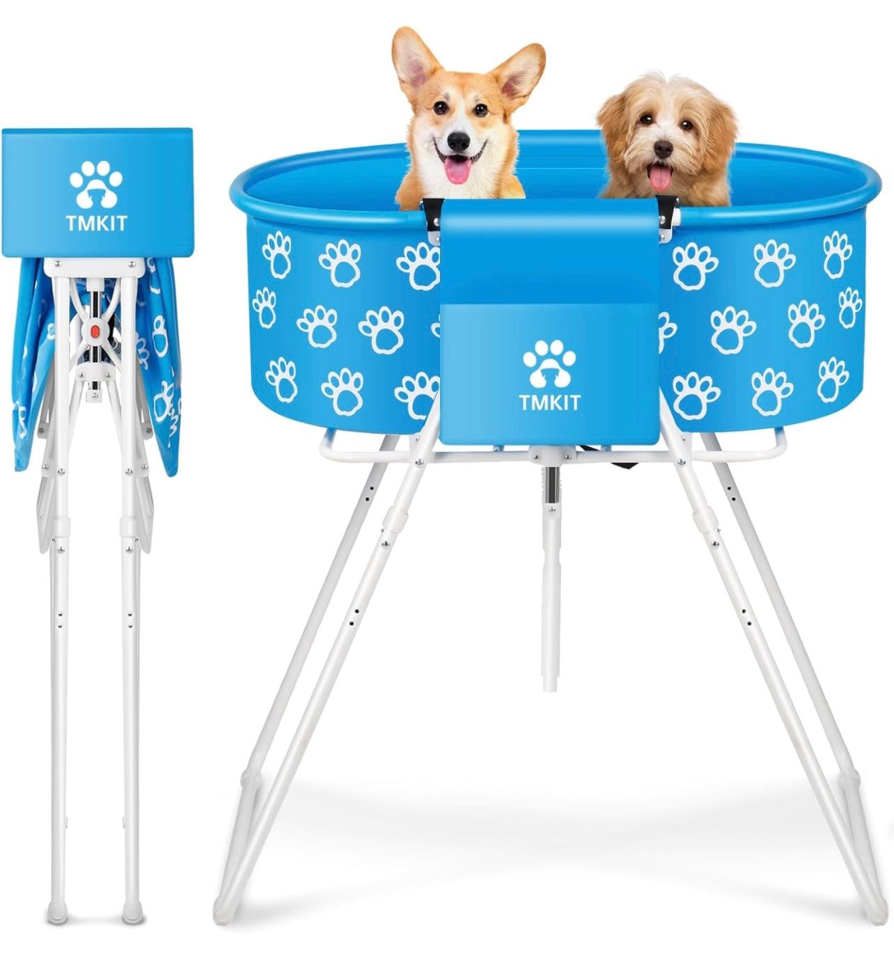 Dog Bathtub for Small Dogs, Elevated Professional Dog Bath Tub for Pet Bathing Shower and Grooming, Portable Foldable with Safety Lock Pets Washing Station for Small, Medium, Large Pet Dog Cats