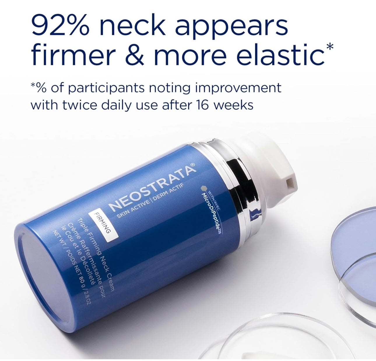 NEOSTRATA Skin Active Triple Firming Neck Cream, Anti-Aging Moisturizer with MicroDiPeptide229 to Tighten and Smooth Wrinkles Neck & Décolletage, Fragrance Free, For all Skin Types, 80g-USA made