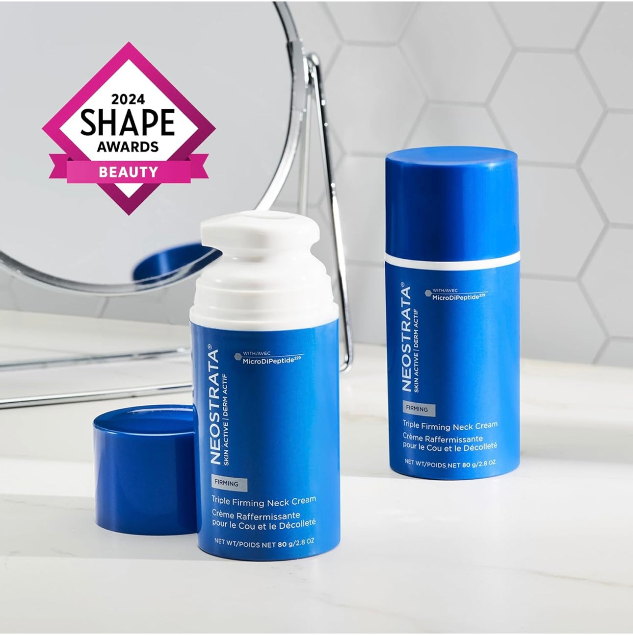 NEOSTRATA Skin Active Triple Firming Neck Cream, Anti-Aging Moisturizer with MicroDiPeptide229 to Tighten and Smooth Wrinkles Neck & Décolletage, Fragrance Free, For all Skin Types, 80g-USA made
