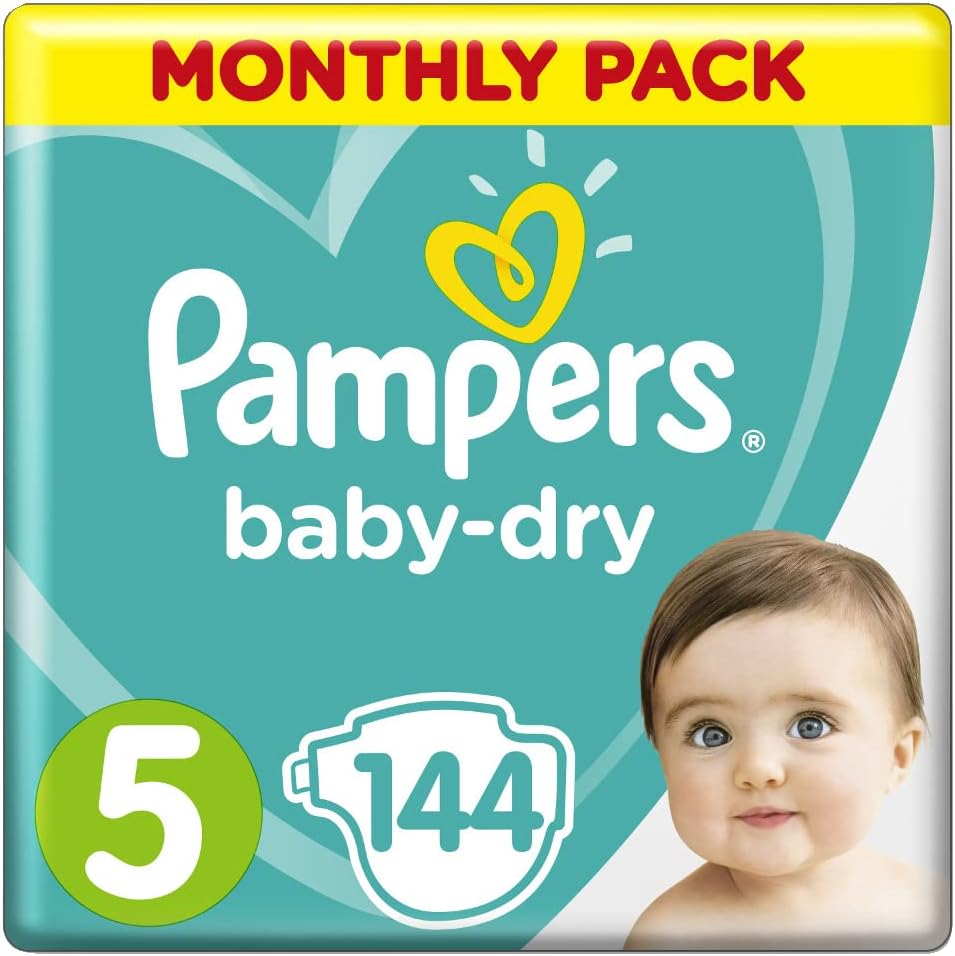 Pampers Baby-Dry Nappies Size 5 Walker, 144 Nappies, 11-16kg