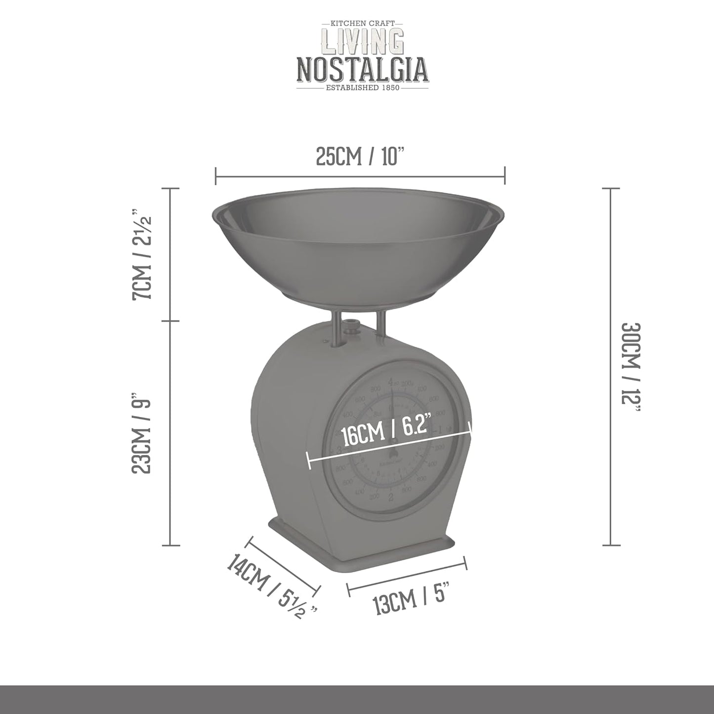 KitchenCraft Living Nostalgia Mechanical Kitchen Scales, 4 kg (8 lbs) - English Sage