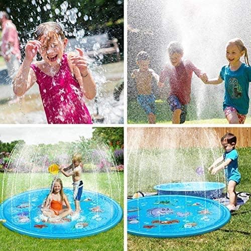 STARBRILLIANT Splash Pad Sprinkler Pad Splash Play Mat 68" Outdoor Water Toys Outdoor Sprinkler for Summer (SP01, Blue Dolphin)