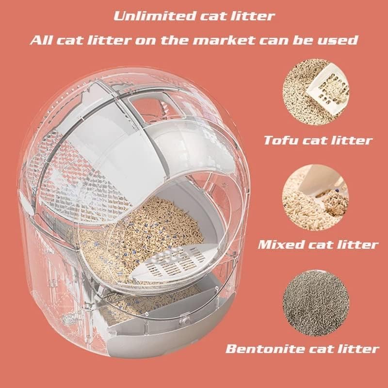 Automatic Cats Litter Box Large Easy to Clean Enclosed Cats Litter Box Toilet Training Pet Accessory (Color : OneColor, Size : Smart)