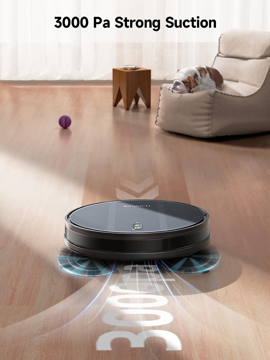 HONITURE Robot Vacuum, Robotic Vacuum Cleaner T8, 3000Pa Strong Suction, Self-Charging, Tangle-Free, Slim, Ideal for Hard Floor, Carpet, Pet Hair