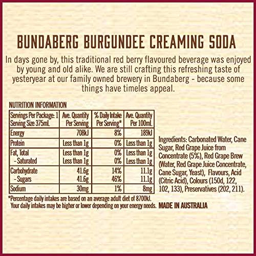 Bundaberg Burgundee Creaming Soda, 12 x 375 ml