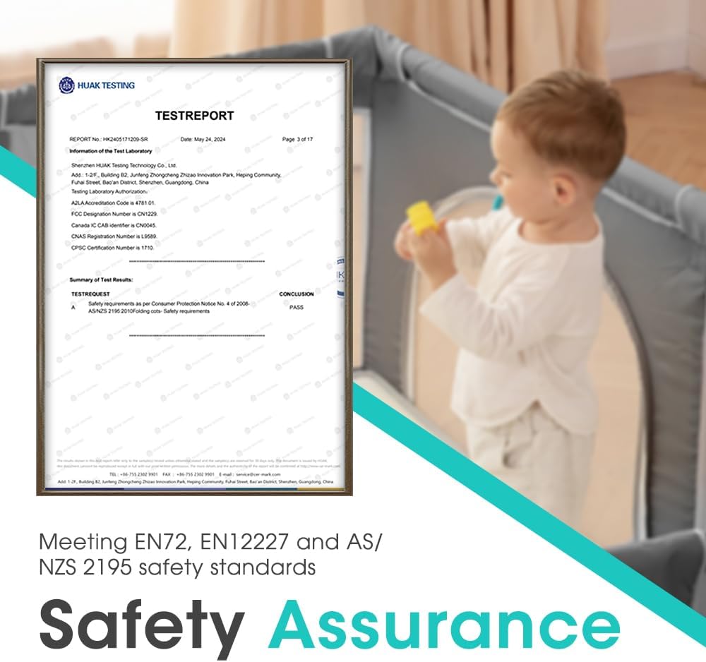 Playpals Baby Playpen – 180x200cm Spacious Play Yard for Babies & Toddlers , Grey