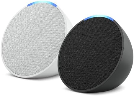 Echo Pop 2-Pack | Full sound compact Wi-Fi and Bluetooth smart speaker with Alexa | Charcoal + Glacier White