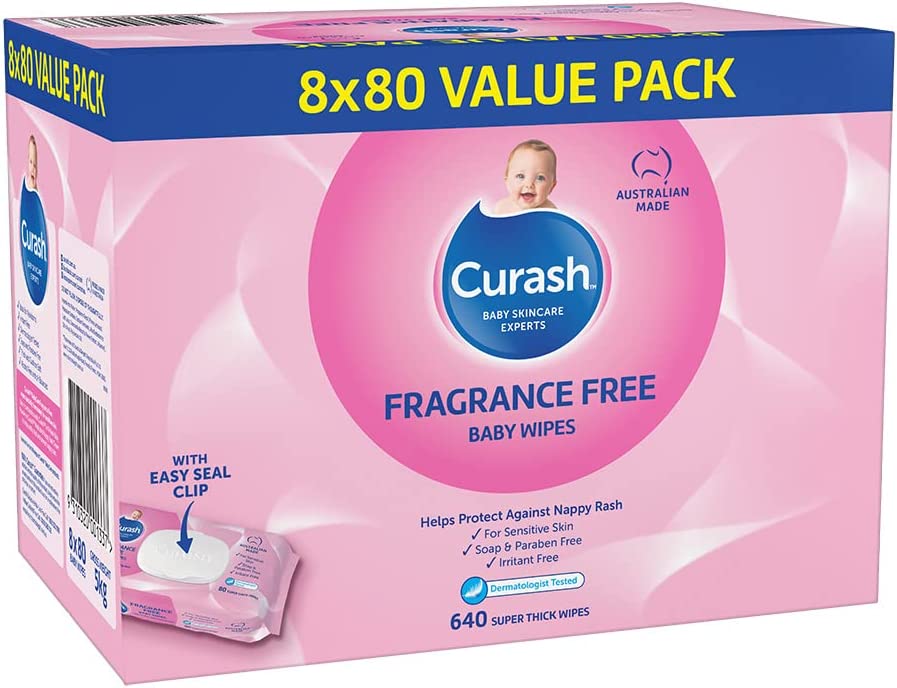 Curash Fragrance Free Baby Wipes, 640 wipes